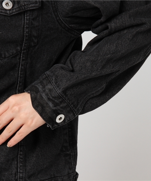 VENCEEXCHANGE（ヴァンスエクスチェンジ）の「10オンスゆるGジャン       （デニムジャケット・レディース・ブラック/ブルー・MEDIUM）」の7枚目の写真