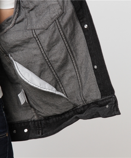 VENCEEXCHANGE（ヴァンスエクスチェンジ）の「10オンスゆるGジャン       （デニムジャケット・レディース・ブラック/ブルー・MEDIUM）」の10枚目の写真