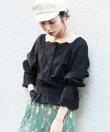 LOWRYS FARM | カットワークペプラムブラウス　785464 (シャツ/ブラウス)