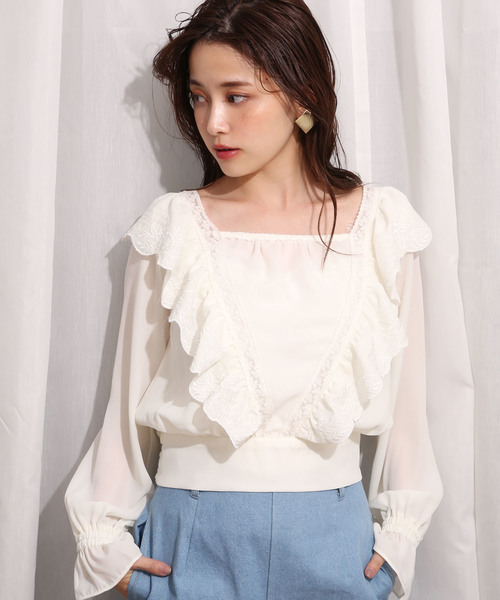 one after another NICE CLAUP（ワンアフターアナザーナイスクラップ）の「衿フリル刺繍ブラウス（シャツ/ブラウス・レディース・アイボリー・FREE）」の8枚目の写真