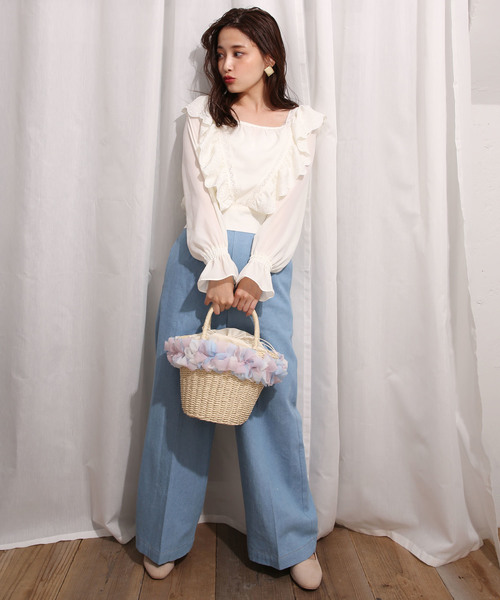 one after another NICE CLAUP（ワンアフターアナザーナイスクラップ）の「衿フリル刺繍ブラウス（シャツ/ブラウス・レディース・アイボリー・FREE）」の4枚目の写真