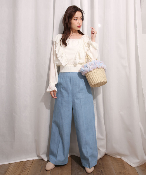 one after another NICE CLAUP（ワンアフターアナザーナイスクラップ）の「衿フリル刺繍ブラウス（シャツ/ブラウス・レディース・アイボリー・FREE）」の6枚目の写真