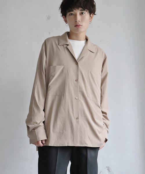 kutir（クティール）の「open collor shirt  / オープンカラーシャツ ビッグシルエット（シャツ/ブラウス・メンズ・レッド系その他/ベージュ/ブラウン/ベージュ系その他/ブラック/ブラウン系その他・MEDIUM/LARGE）」の4枚目の写真