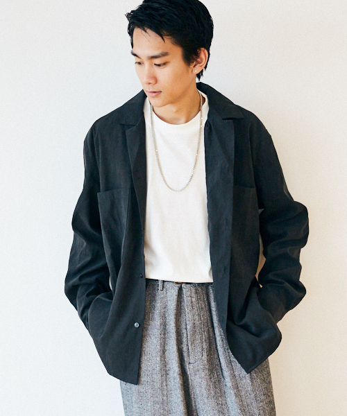 kutir（クティール）の「open collor shirt  / オープンカラーシャツ ビッグシルエット（シャツ/ブラウス・メンズ・レッド系その他/ベージュ/ブラウン/ベージュ系その他/ブラック/ブラウン系その他・MEDIUM/LARGE）」の2枚目の写真