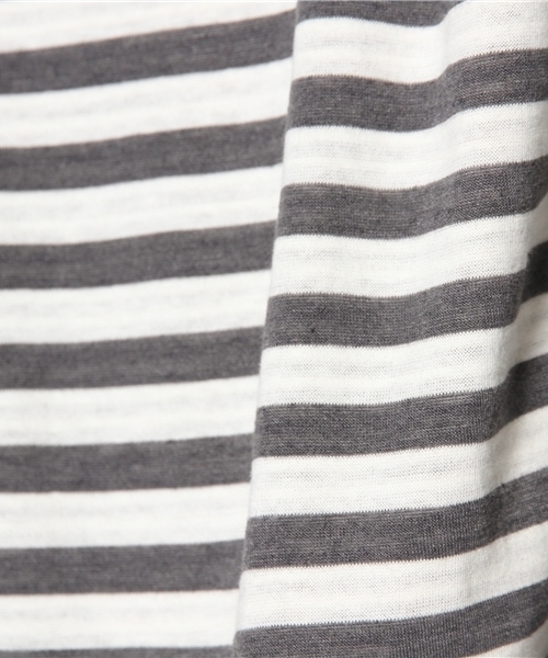 CIAOPANIC（チャオパニック）の「【Ciaopanic】接結ボーダー切替7分T（Tシャツ/カットソー・レディース・グレー/ネイビー・FREE）」の9枚目の写真