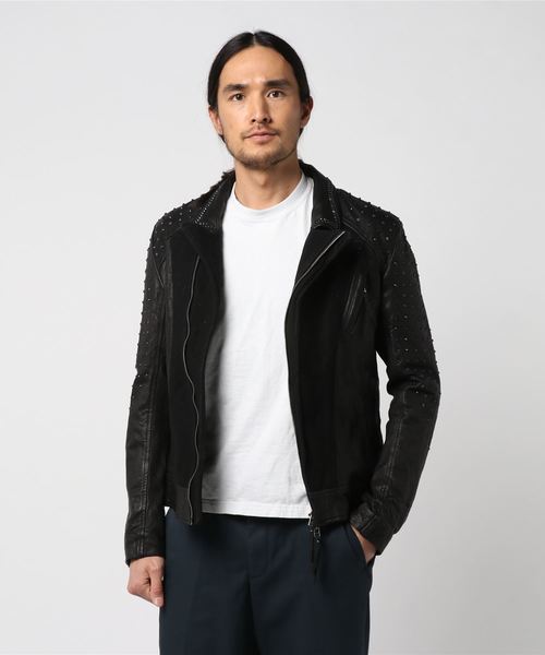 KMRii/ケムリ/Double Stud RD/BLK/ダブル スタッズライダース KMRii/ケムリ/Double Stud RD/BLK/ダブル スタッズライダース