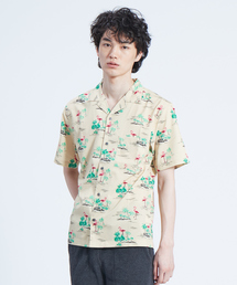 【展開店舗限定】フラミンゴ柄 オープンカラー 半袖シャツ
