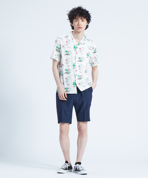 ABAHOUSE GRAY(アバハウスグレイ)の「【展開店舗限定】フラミンゴ柄 オープンカラー 半袖シャツ(シャツ/ブラウス・メンズ・ホワイト/ベージュ/ネイビー・46/48/50)」の14枚目の写真