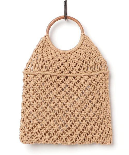 Cheek（チーク）の「ウッドハンドル編み込みBAG（ハンドバッグ・レディース・ホワイト/ベージュ・MEDIUM）」の5枚目の写真