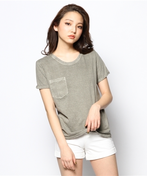 goa（ゴア）の「ピグメントコットンボーイズＴシャツ（Tシャツ/カットソー・レディース・アイボリー/ブラック/ベージュ/カーキ/イエロー・FREE）」の4枚目の写真