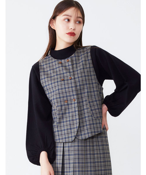 POU DOU DOU（プードゥドゥ）の「エステルレーヨンダブル釦ベスト（ベスト・レディース・レッド/キャメル/ブルー/ブラック・3）」の11枚目の写真