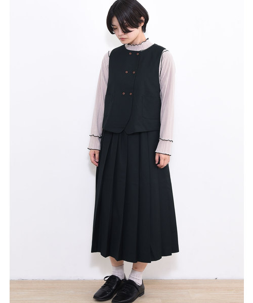 POU DOU DOU（プードゥドゥ）の「エステルレーヨンダブル釦ベスト（ベスト・レディース・レッド/キャメル/ブルー/ブラック・3）」の7枚目の写真