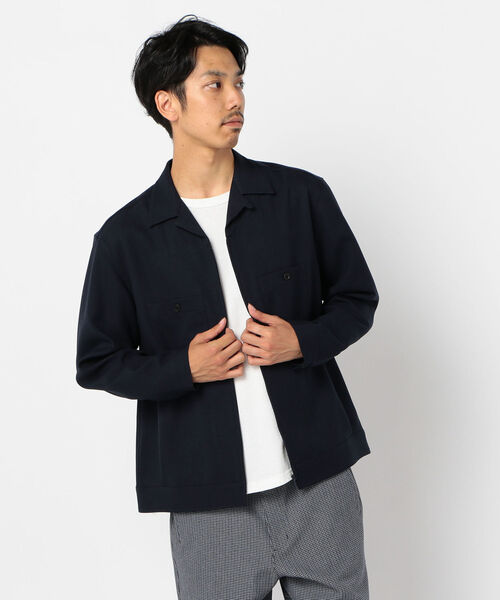 GLOSTER（グロスター）の「ZIPアップ オープンカラーシャツ（ブルゾン・メンズ・ネイビー/ブラウン/グレー・S/M/L/XL）」の3枚目の写真