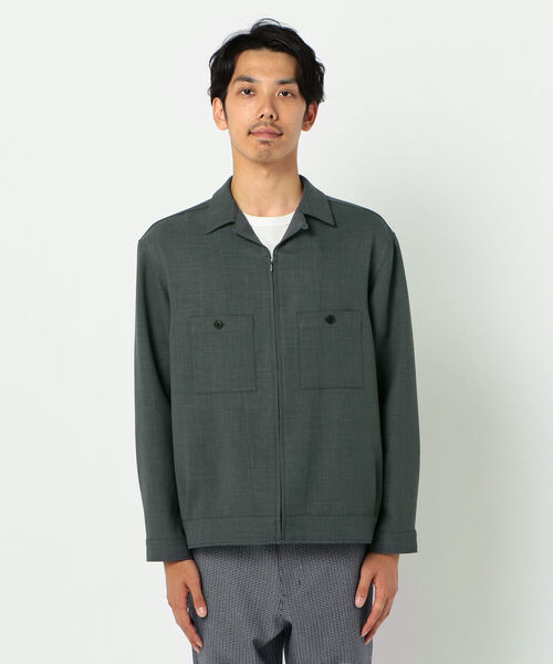 GLOSTER（グロスター）の「ZIPアップ オープンカラーシャツ（ブルゾン・メンズ・ネイビー/ブラウン/グレー・S/M/L/XL）」の4枚目の写真