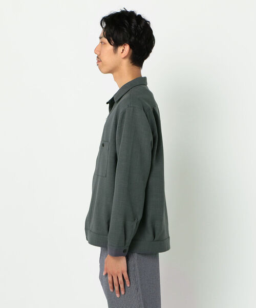 GLOSTER（グロスター）の「ZIPアップ オープンカラーシャツ（ブルゾン・メンズ・ネイビー/ブラウン/グレー・S/M/L/XL）」の5枚目の写真