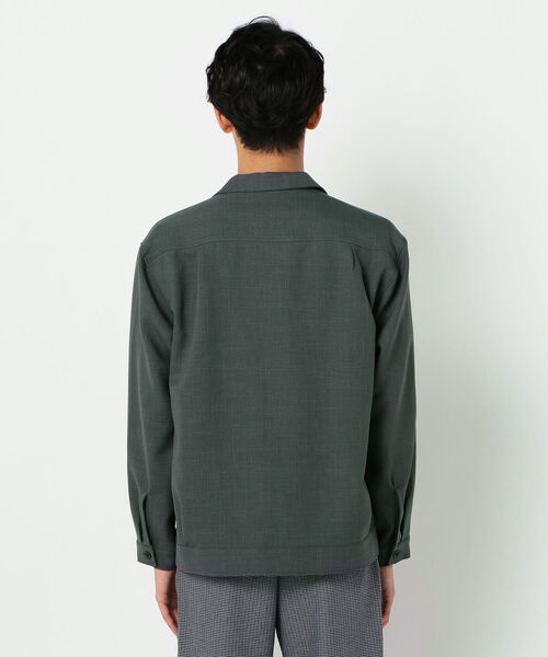 GLOSTER（グロスター）の「ZIPアップ オープンカラーシャツ（ブルゾン・メンズ・ネイビー/ブラウン/グレー・S/M/L/XL）」の6枚目の写真