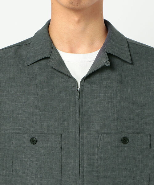 GLOSTER（グロスター）の「ZIPアップ オープンカラーシャツ（ブルゾン・メンズ・ネイビー/ブラウン/グレー・S/M/L/XL）」の7枚目の写真