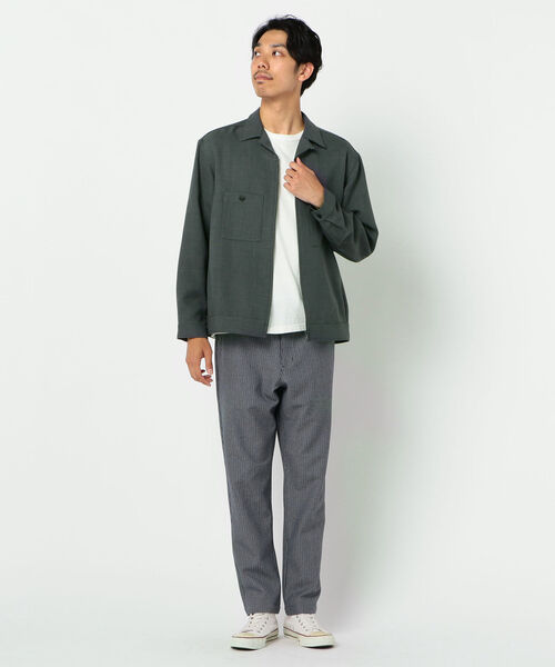 GLOSTER（グロスター）の「ZIPアップ オープンカラーシャツ（ブルゾン・メンズ・ネイビー/ブラウン/グレー・S/M/L/XL）」の12枚目の写真