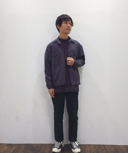 GLOSTER（グロスター）の「ZIPアップ オープンカラーシャツ（ブルゾン・メンズ・ネイビー/ブラウン/グレー・S/M/L/XL）」の15枚目の写真