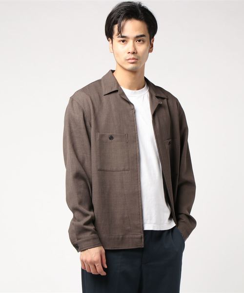 GLOSTER（グロスター）の「ZIPアップ オープンカラーシャツ（ブルゾン・メンズ・ネイビー/ブラウン/グレー・S/M/L/XL）」の17枚目の写真