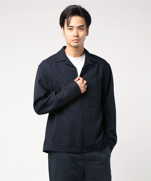 GLOSTER（グロスター）の「ZIPアップ オープンカラーシャツ（ブルゾン・メンズ・ネイビー/ブラウン/グレー・S/M/L/XL）」の18枚目の写真