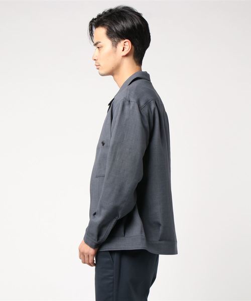 GLOSTER（グロスター）の「ZIPアップ オープンカラーシャツ（ブルゾン・メンズ・ネイビー/ブラウン/グレー・S/M/L/XL）」の19枚目の写真