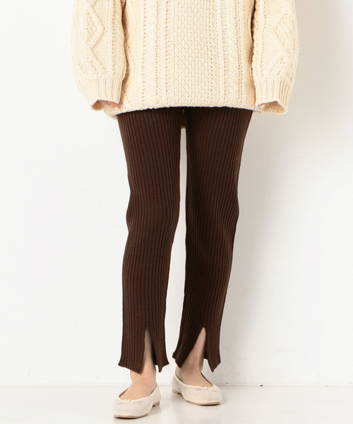 archives（アルシーヴ）の「前スリットリブ編みパンツ（その他パンツ・レディース・ベージュ/ブラウン/グレー・MEDIUM）」の3枚目の写真