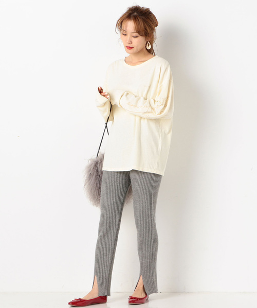 archives（アルシーヴ）の「前スリットリブ編みパンツ（その他パンツ・レディース・ベージュ/ブラウン/グレー・MEDIUM）」の6枚目の写真