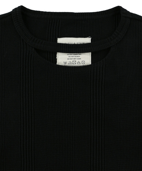 ALEXIA STAM（アリシアスタン）の「Cut Out Neck Waffle Top/カットアウトネックワッフルトップ（Tシャツ/カットソー・レディース・ブラック/グレー/アイボリー・FREE）」の10枚目の写真