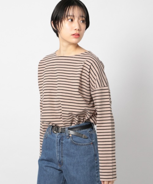 PAGEBOY（ページボーイ）の「ボーダーBIGプルオーバー（Tシャツ/カットソー・レディース・ホワイト×ブラック/ホワイト×ネイビー/ベージュ・FREE）」の3枚目の写真