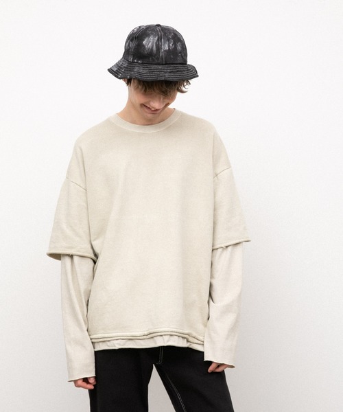 YARD PLUS(ヤードプリュス)の「YARD PLUS カットオフレイヤードロングTシャツ(Tシャツ/カットソー・メンズ・ブラック/ベージュ/グリーン・FREE)」の3枚目の写真