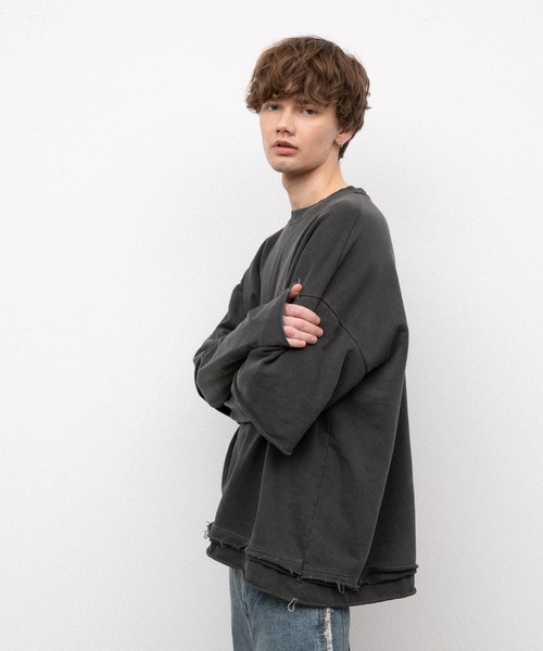 YARD PLUS(ヤードプリュス)の「YARD PLUS カットオフレイヤードロングTシャツ(Tシャツ/カットソー・メンズ・ブラック/ベージュ/グリーン・FREE)」の4枚目の写真