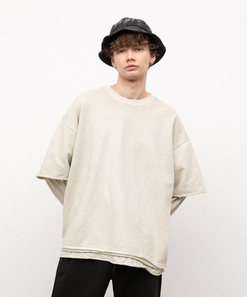YARD PLUS(ヤードプリュス)の「YARD PLUS カットオフレイヤードロングTシャツ(Tシャツ/カットソー・メンズ・ブラック/ベージュ/グリーン・FREE)」の9枚目の写真