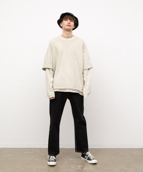 YARD PLUS(ヤードプリュス)の「YARD PLUS カットオフレイヤードロングTシャツ(Tシャツ/カットソー・メンズ・ブラック/ベージュ/グリーン・FREE)」の13枚目の写真