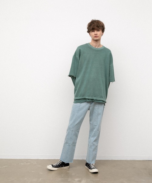 YARD PLUS(ヤードプリュス)の「YARD PLUS カットオフレイヤードロングTシャツ(Tシャツ/カットソー・メンズ・ブラック/ベージュ/グリーン・FREE)」の17枚目の写真