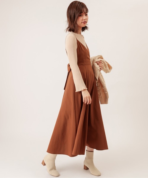 natural couture(ナチュラルクチュール)の「シアーメローリブニット(ニット/セーター・レディース・ブラック/ブラウン/ライトベージュ/ライム/ベージュ・FREE)」の14枚目の写真