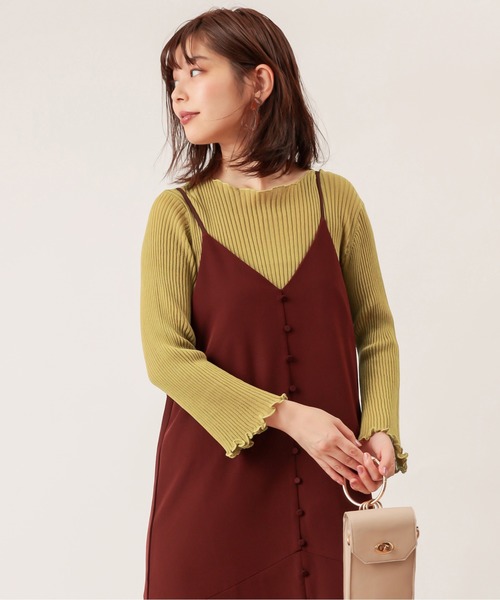 natural couture(ナチュラルクチュール)の「シアーメローリブニット(ニット/セーター・レディース・ブラック/ブラウン/ライトベージュ/ライム/ベージュ・FREE)」の15枚目の写真