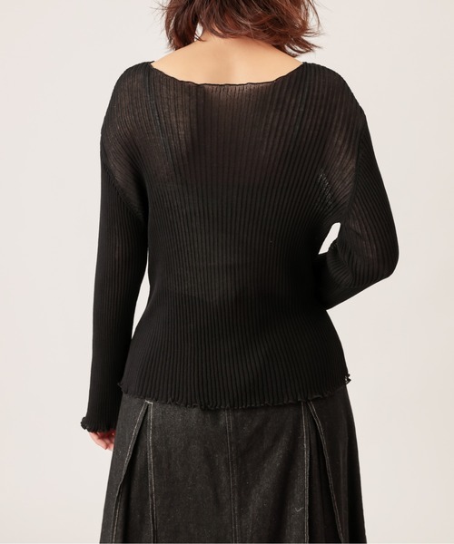 natural couture(ナチュラルクチュール)の「シアーメローリブニット(ニット/セーター・レディース・ブラック/ブラウン/ライトベージュ/ライム/ベージュ・FREE)」の20枚目の写真