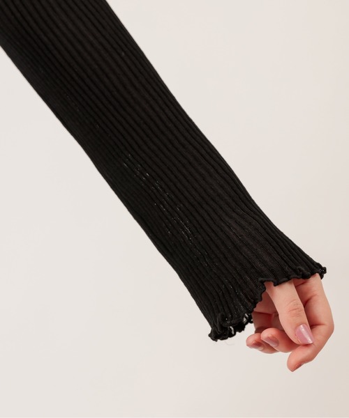 natural couture(ナチュラルクチュール)の「シアーメローリブニット(ニット/セーター・レディース・ブラック/ブラウン/ライトベージュ/ライム/ベージュ・FREE)」の22枚目の写真