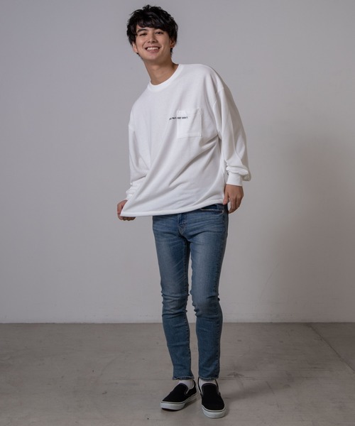 WEGO（ウィゴー）の「WEGO/ロゴ刺繍ビッグシルエットプルオーバー（スウェット・メンズ・ホワイト/ブラック・MEDIUM/LARGE）」の3枚目の写真