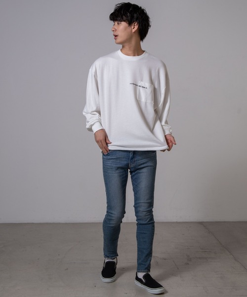 WEGO（ウィゴー）の「WEGO/ロゴ刺繍ビッグシルエットプルオーバー（スウェット・メンズ・ホワイト/ブラック・MEDIUM/LARGE）」の4枚目の写真