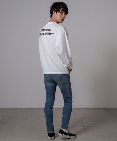 WEGO（ウィゴー）の「WEGO/ロゴ刺繍ビッグシルエットプルオーバー（スウェット・メンズ・ホワイト/ブラック・MEDIUM/LARGE）」の5枚目の写真