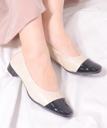 ◆【ローヒール/フラット】ストレッチ切り替えパンプス