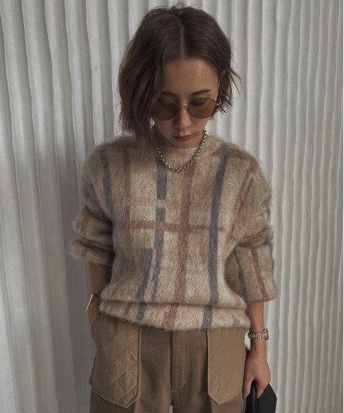 Ameri VINTAGE - Ameri 新品  PAINT CHECK FLUFFY KNIT 今季 Ameri（アメリ）の「PAINT CHECK FLUFFY KNIT（ニット/セーター