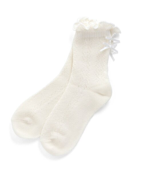apres les cours（アプレレクール）の「リボン付き ソックス_アプレレクールマシェリ（ソックス/靴下・キッズ・ブラック/オフホワイト・15 /12/18/21）」の2枚目の写真