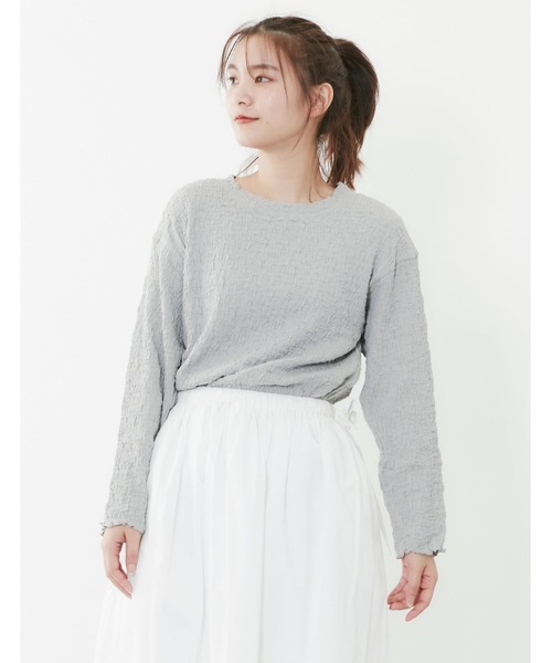 POU DOU DOU（プードゥドゥ）の「シャーリングトップス（Tシャツ/カットソー・レディース・アイボリー/グレー/イエロー/ブラック・3）」の3枚目の写真