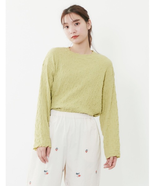 POU DOU DOU（プードゥドゥ）の「シャーリングトップス（Tシャツ/カットソー・レディース・アイボリー/グレー/イエロー/ブラック・3）」の4枚目の写真