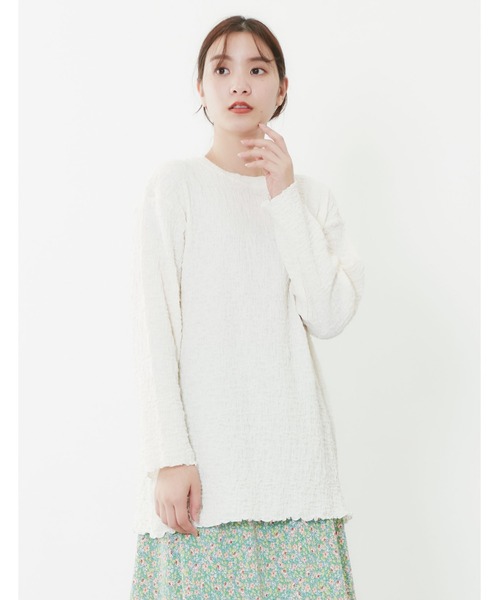 POU DOU DOU（プードゥドゥ）の「シャーリングトップス（Tシャツ/カットソー・レディース・アイボリー/グレー/イエロー/ブラック・3）」の2枚目の写真