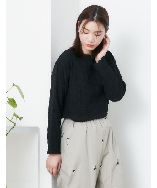 POU DOU DOU（プードゥドゥ）の「シャーリングトップス（Tシャツ/カットソー・レディース・アイボリー/グレー/イエロー/ブラック・3）」の13枚目の写真