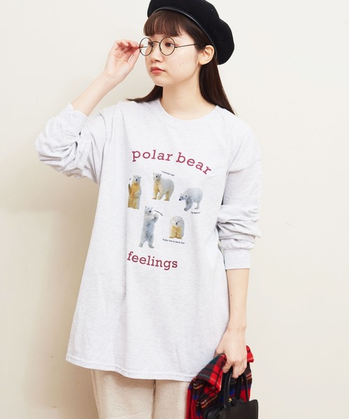 fig Ｌondon（フィグロンドン）の「polar bear long sleeve（Tシャツ/カットソー・レディース・アッシュグレー・FREE）」の2枚目の写真